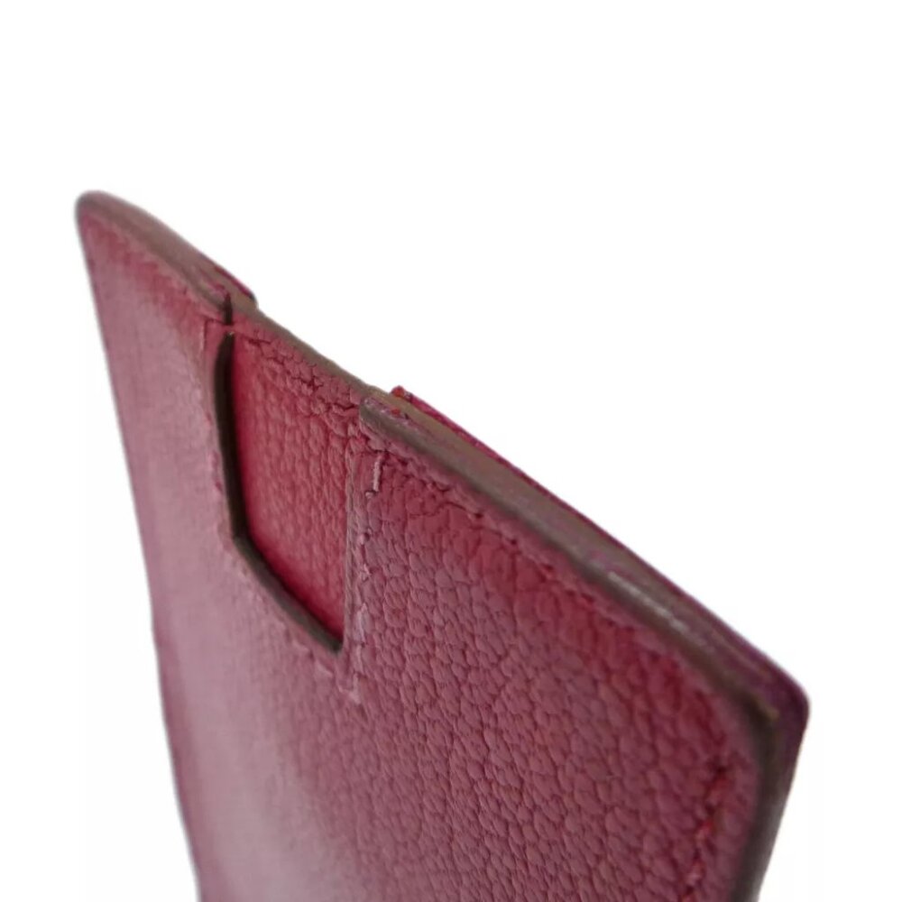 Authentic HERMES Rodrigue Card Holder C in Square Red Leather - Picture 4 of 12